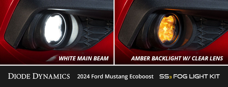 Ford Mustang Fog Lamp Kit - Front - Diode Dynamics - SS3 Add-On - White - `24-`27